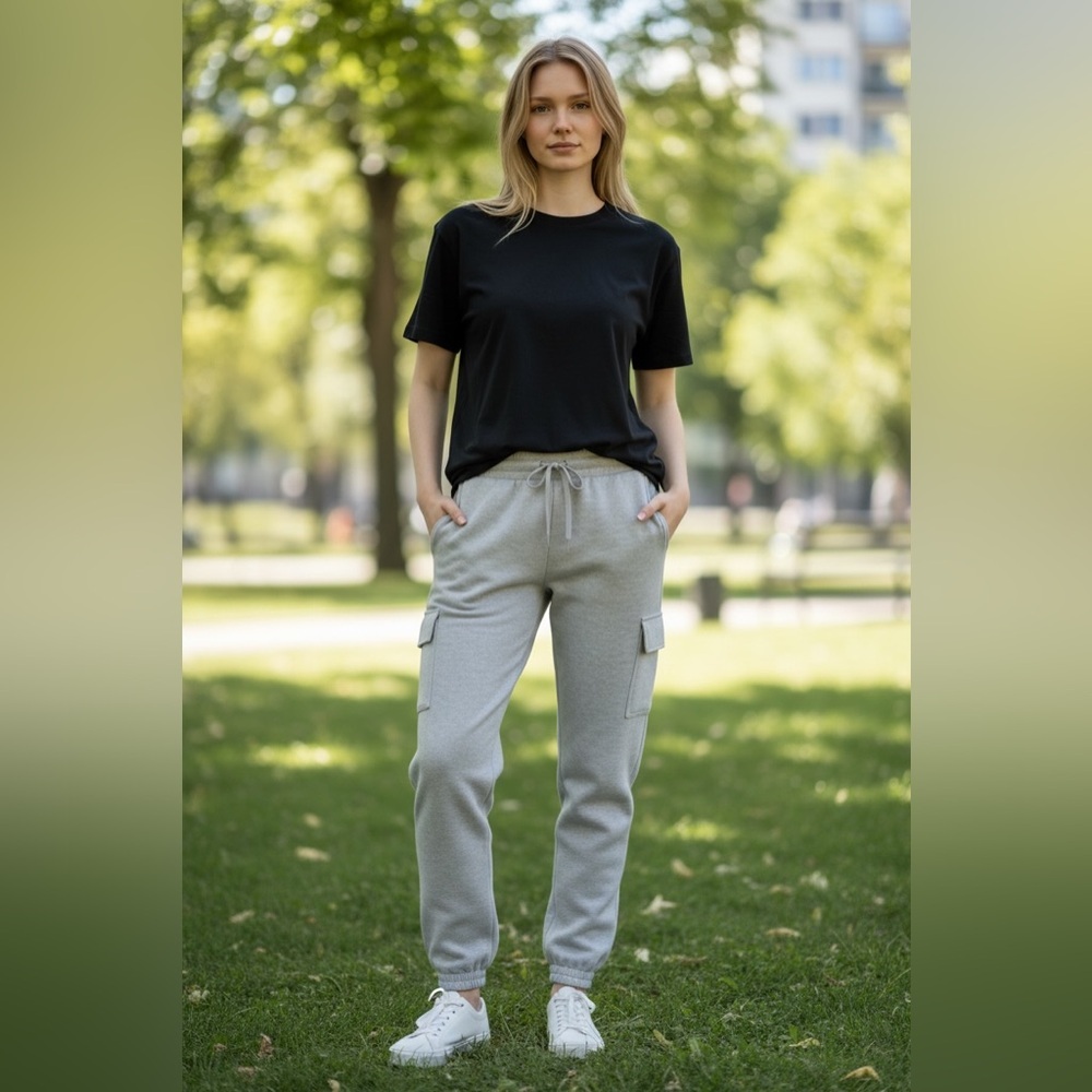 Yogalicious Light Gray Cargo Style Joggers - Picture 2 of 7